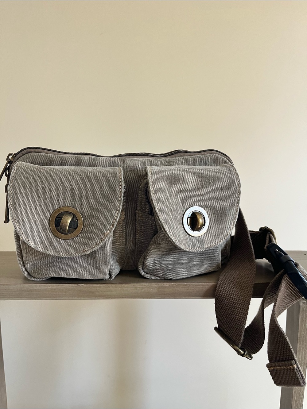 Cargoit Casual Canvas Belt Bag in Tan